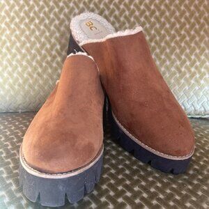 BC Born in California Endorsement Cognac Vegan Suede Shearling Lined Mule
